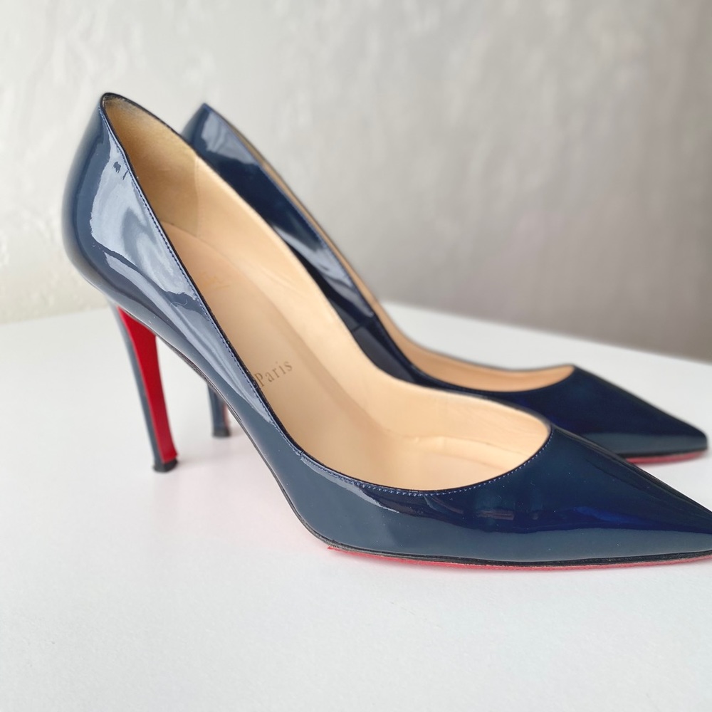 Christian Louboutin Navy Blue Patent Decollete